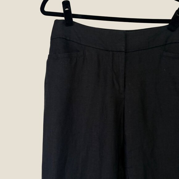 Loft 100% Linen Julie Trouser Wide Leg Black Professional Pants Size 6 - Picture 3 of 10